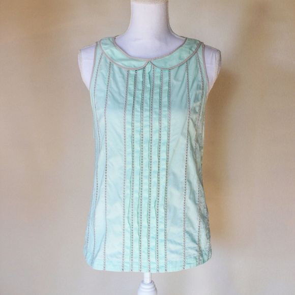 LOFT Tops - LOFT  Sleeveless Blouse Peter Pan Collar Teal XS